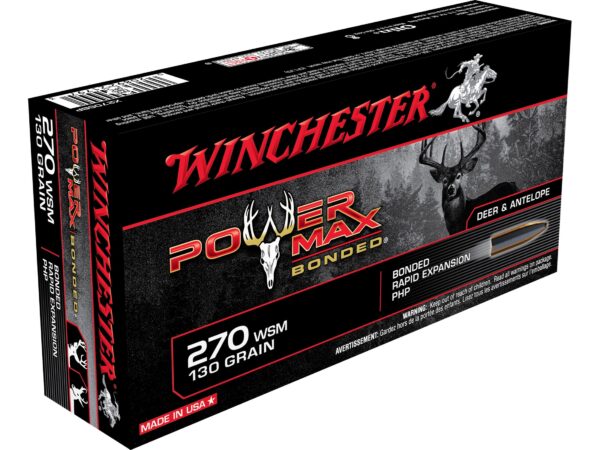 Winchester Power Max Bonded .270 Winchester Short Magnum (WSM) 130 Gr. Protected Hollow Point- Box of 20