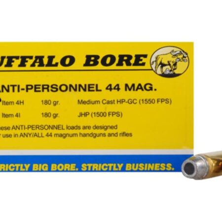 Buffalo Bore .44 Remington Magnum 180 Gr. Medium Cast Hollow Point Gas Check Anti-Personnel- Box of 20