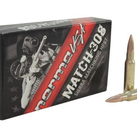 Norma USA Match .308 Winchester 168 Gr. Sierra MatchKing Hollow Point Boat Tail- Box of 20