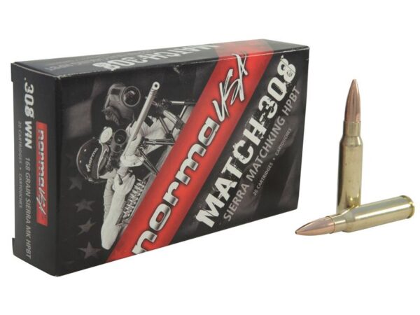 Norma USA Match .308 Winchester 168 Gr. Sierra MatchKing Hollow Point Boat Tail- Box of 20