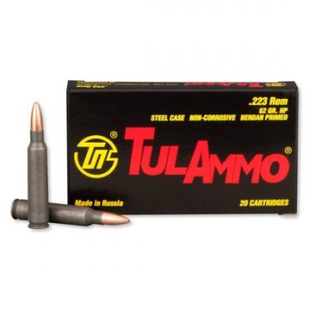 TulAmmo .223 Remington 62 Gr. Hollow Point (Bi-Metal) Steel Case Berdan Primed- Box of 20