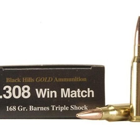 Black Hills Gold .308 Winchester 168 Gr. Barnes TSX Bullet Hollow Point Boat Tail- Lead-Free- Box of 20