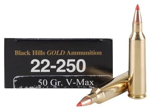 Black Hills Gold .22-250 Remington 50 Gr. Hornady V-Max- Box of 20