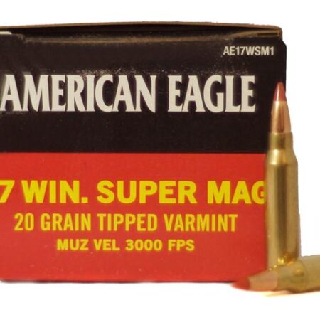 Federal American Eagle .17 Winchester Super Magnum 20 Gr. Tipped Varmint- Box of 50