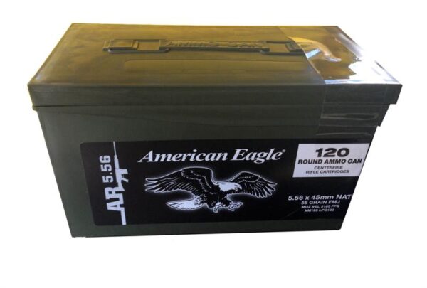 Federal American Eagle 5.56x45mm NATO 55 Gr. FMJ- Mini Can of 120