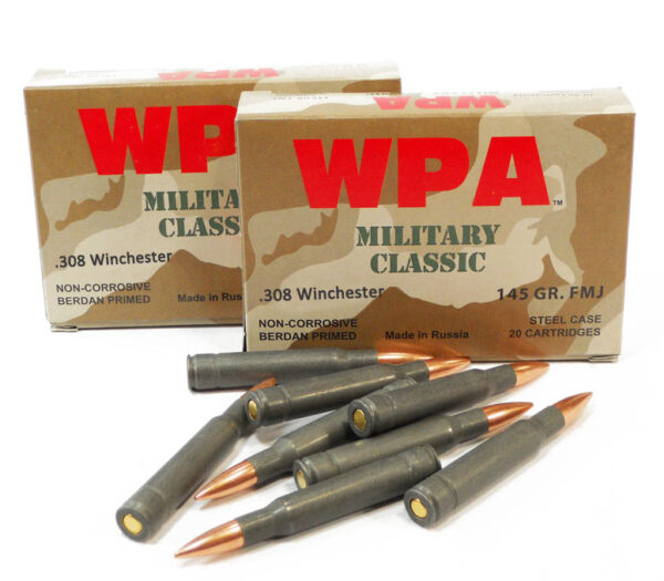 Wolf WPA Military Classic .308 Winchester 145 Gr. Full Metal Jacket (Bi-Metal) Steel Case- Box of 20