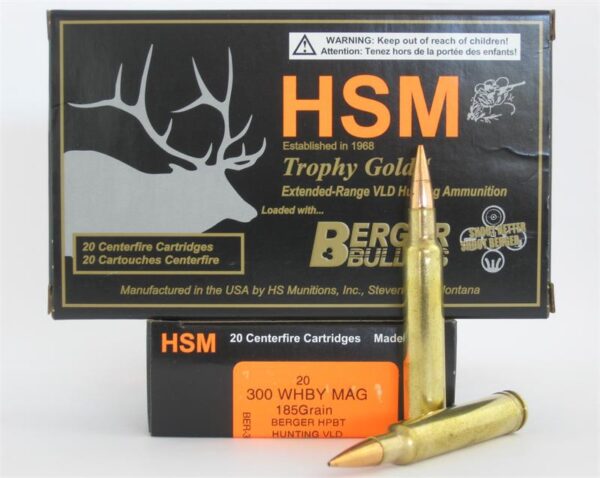 HSM Trophy Gold .300 Weatherby Magnum 210 Gr. Berger Hunting VLD Hollow Point Boat Tail- Box of 20