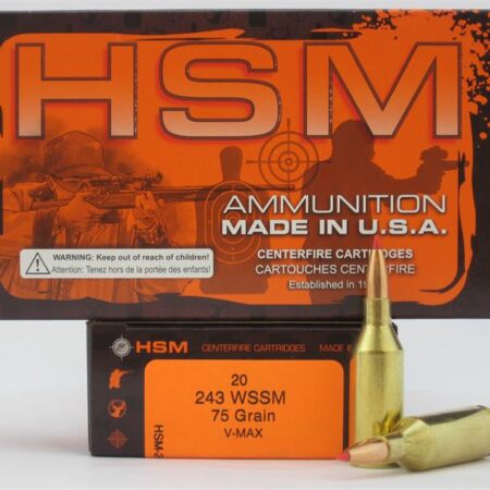 HSM .243 WSSM 75 Gr. Hornady V-Max- Box of 20