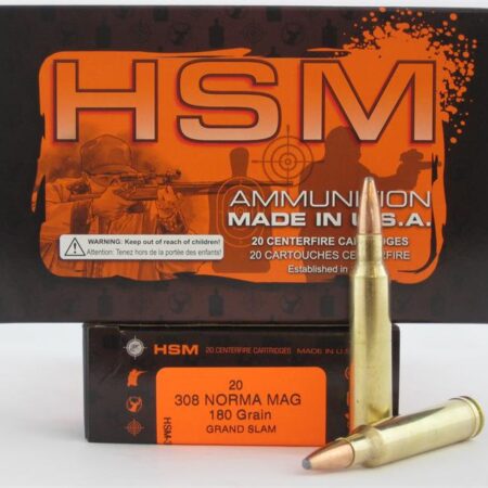 HSM .308 Norma 180 Gr. Grand Slam SP- Box of 20