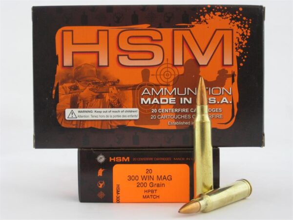HSM .300 Winchester Magnum 200 Gr. HPBT Match- Box of 20
