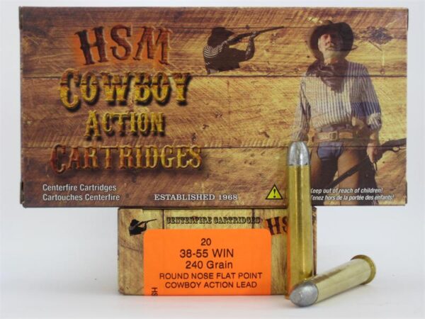HSM .38-55 Winchester (WCF) 240 Gr. Round Nose Flat Point "Cowboy Action" Lead- Box of 20