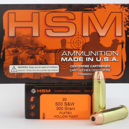 HSM .500 S&W Magnum 300 Gr. Plated Hollow Point- Box of 20