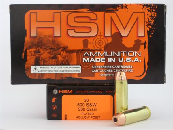 HSM .500 S&W Magnum 300 Gr. Plated Hollow Point- Box of 20