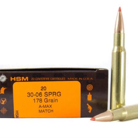 HSM .30-06 Springfield 178 Gr. Hornady A-Max Match- Box of 20