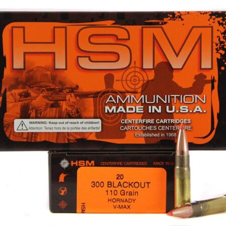 HSM .300 AAC Blackout 110 Gr. Hornady V-Max- Box of 20