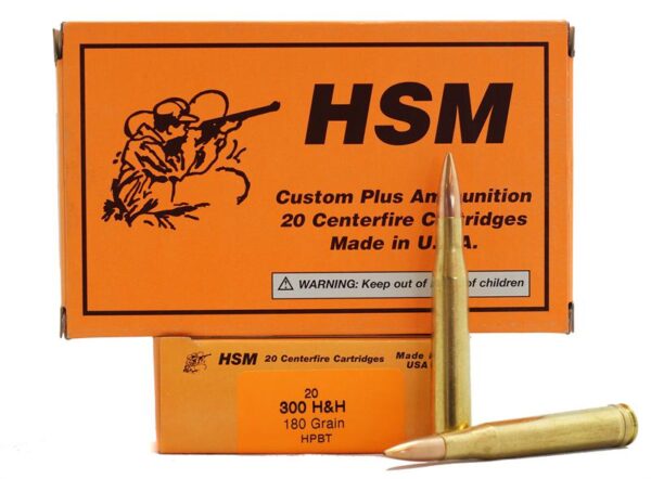 HSM .300 H&H Magnum 180 Gr. Hollow Point Boat Tail- Box of 20
