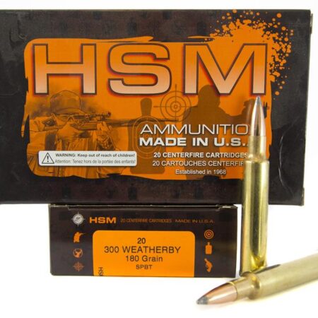 HSM .300 Weatherby 180 Gr. Soft Point Boat Tail- Box of 20