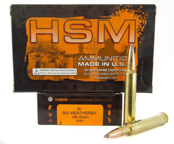 HSM .300 Weatherby 180 Gr. Soft Point Boat Tail- Box of 20