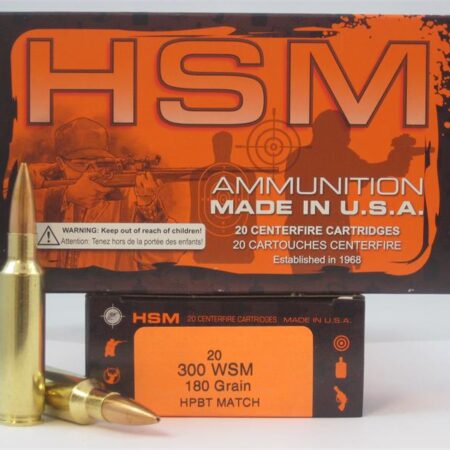 HSM .300 WSM 180 Gr. HPBT Match- Box of 20