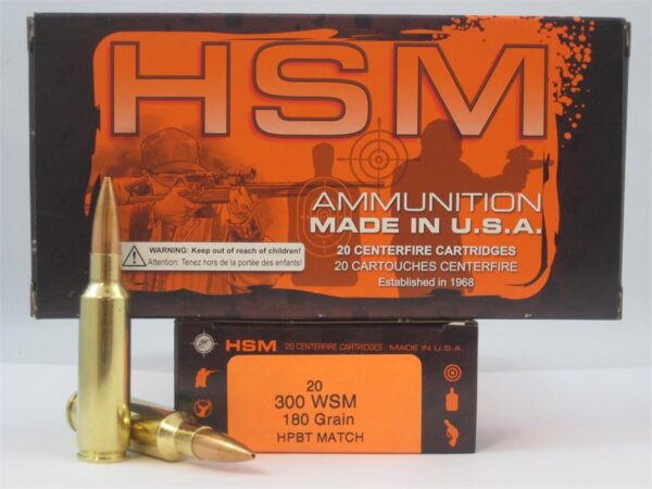 HSM .300 WSM 180 Gr. HPBT Match- Box of 20