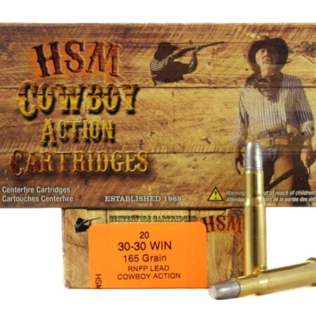 HSM .30-30 Winchester 165 Gr. Round Nose Flat Point "Cowboy Action" Lead- Box of 20