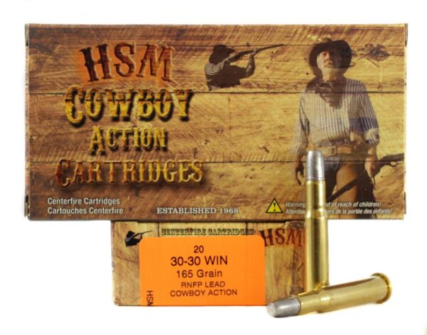 HSM .30-30 Winchester 165 Gr. Round Nose Flat Point "Cowboy Action" Lead- Box of 20