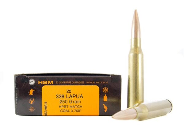 HSM .338 Lapua 250 Gr. HPBT Match- COAL 3.760- Box of 20