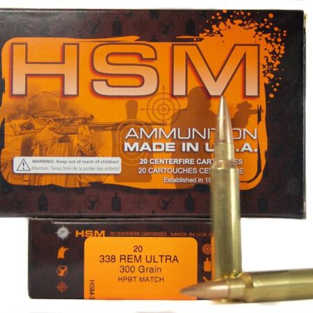 HSM .338 Remington Ultra Magnum 300 Gr. HPBT Match- Box of 20