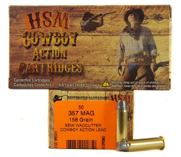 HSM .357 Magnum 158 Gr. Semi-Wadcutter "Cowboy Action" Lead- Box of 50