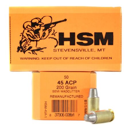 HSM .45 ACP 200 Gr. Semi-Wadcutter- Remanufactured- Box of 50