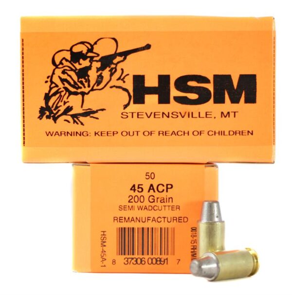 HSM .45 ACP 200 Gr. Semi-Wadcutter- Remanufactured- Box of 50