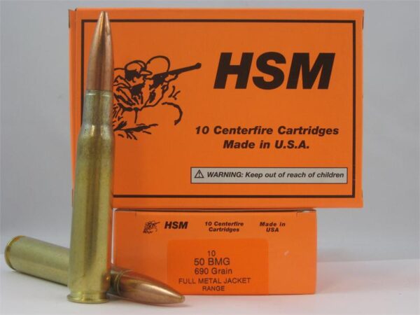 HSM .50 BMG 690 Gr. Full Metal Jacket- Box of 10