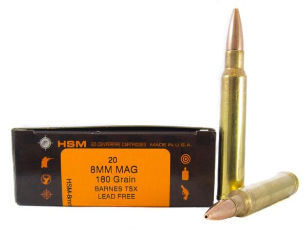 HSM 8mm Remington Magnum 180 Gr. Barnes TSX Hollow Point- Lead-Free- Box of 20