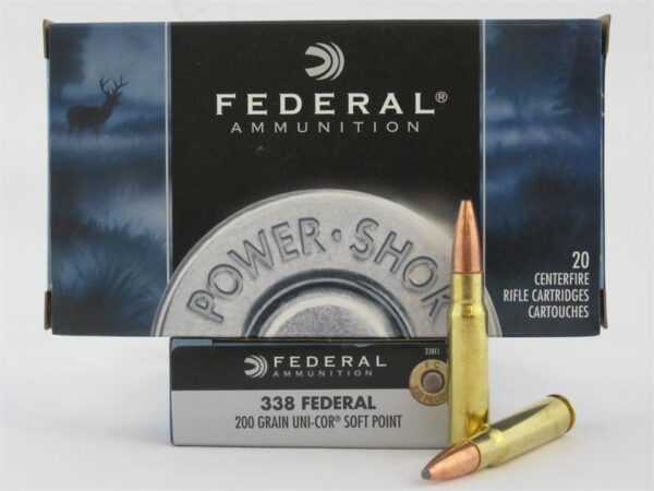 Federal Power-Shok .338 Federal 200 Gr. Uni-Cor Soft Point- Box of 20