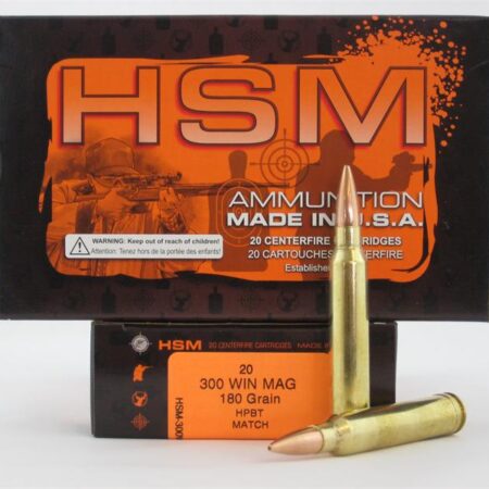 HSM .300 Winchester Magnum 180 Gr. Sierra MatchKing HPBT Match- Box of 20