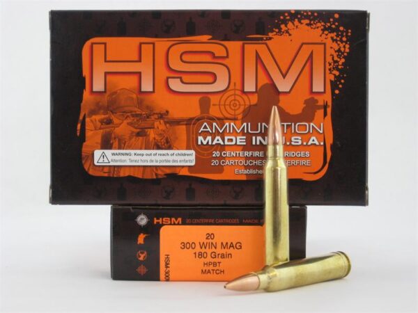 HSM .300 Winchester Magnum 180 Gr. Sierra MatchKing HPBT Match- Box of 20