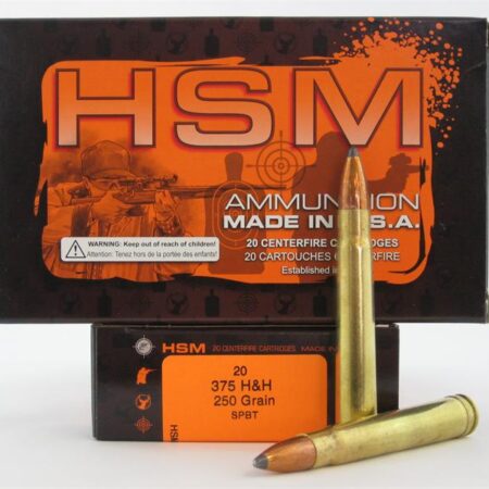 HSM .375 H&H Magnum 250 Gr. Soft Point Boat Tail- Box of 20