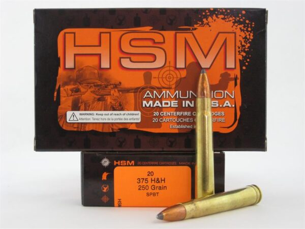 HSM .375 H&H Magnum 250 Gr. Soft Point Boat Tail- Box of 20