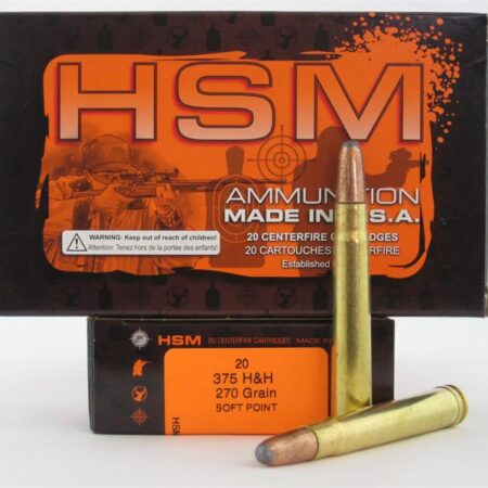 HSM .375 H&H Magnum 270 Gr. Hornady Round Nose Soft Point- Box of 20