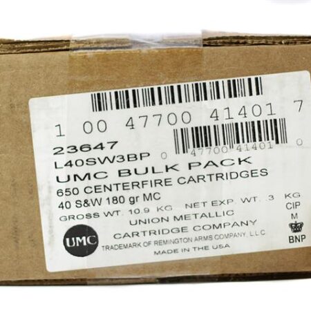 Remington UMC .40 S&W 180 Gr. Full Metal Jacket- Bulk Pack of 650