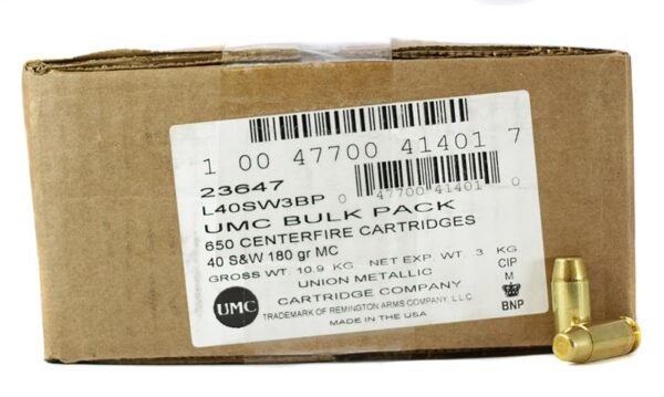Remington UMC .40 S&W 180 Gr. Full Metal Jacket- Bulk Pack of 650