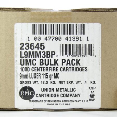 Remington UMC 9mm Luger 115 Gr. FMJ- Box of 1000