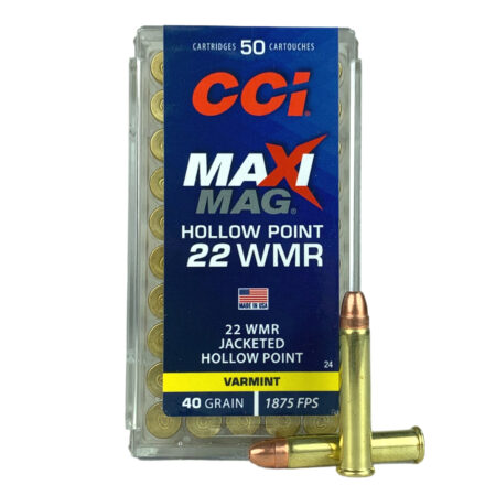 CCI Maxi-Mag .22 Winchester Magnum Rimfire (WMR) 40 Gr. Jacketed Hollow Point- Box of 50