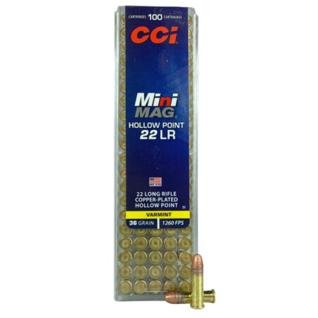 CCI Mini-Mag High Velocity .22 Long Rifle 36 Gr. Plated Lead Hollow Point- Box of 100