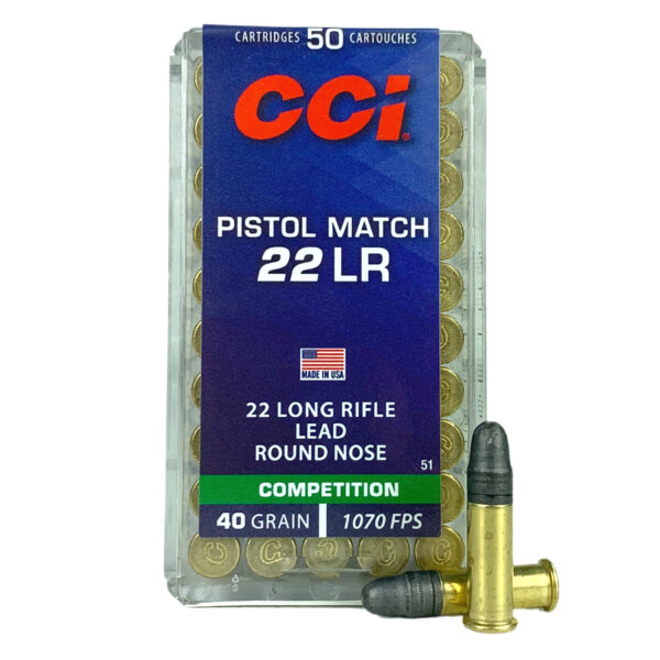 CCI Pistol Match .22 Long Rifle 40 Gr. Lead Round Nose- Box of 50