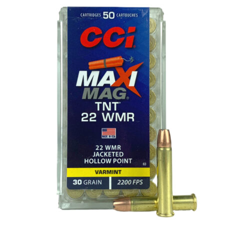 CCI Maxi-Mag .22 Winchester Magnum Rimfire (WMR) 30 Gr. TNT Hollow Point- Box of 50