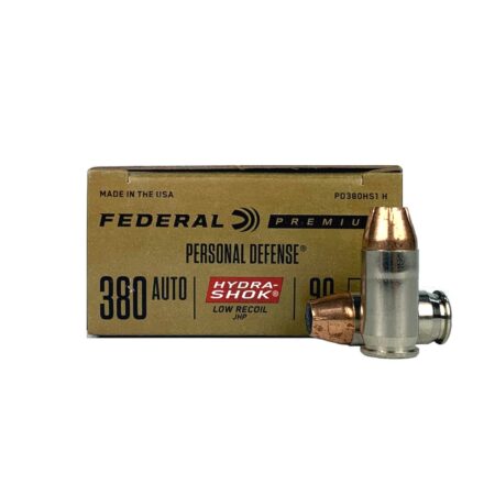 Federal Personal Defense Reduced Recoil .380 ACP 90 Gr. Hydra-Shok Jacketed Hollow Point- Box of 20