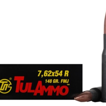 TulAmmo 7.62x54R 148 Gr. Full Metal Jacket (Bi-Metal) Steel Case Berdan Primed- Box of 20
