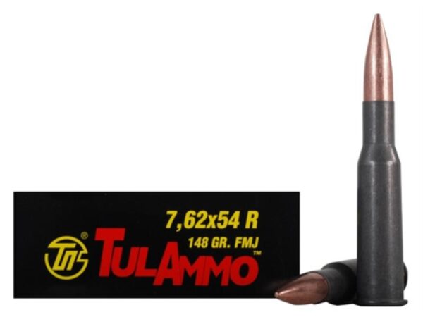 TulAmmo 7.62x54R 148 Gr. Full Metal Jacket (Bi-Metal) Steel Case Berdan Primed- Box of 20