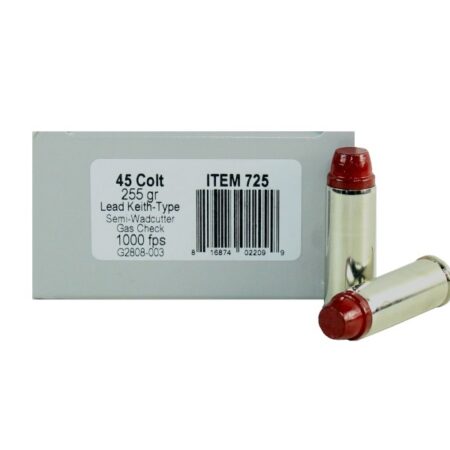 Underwood .45 Long Colt 255 Gr. Lead Keith-Type Semi-Wadcutter- Gas Check- Box of 20
